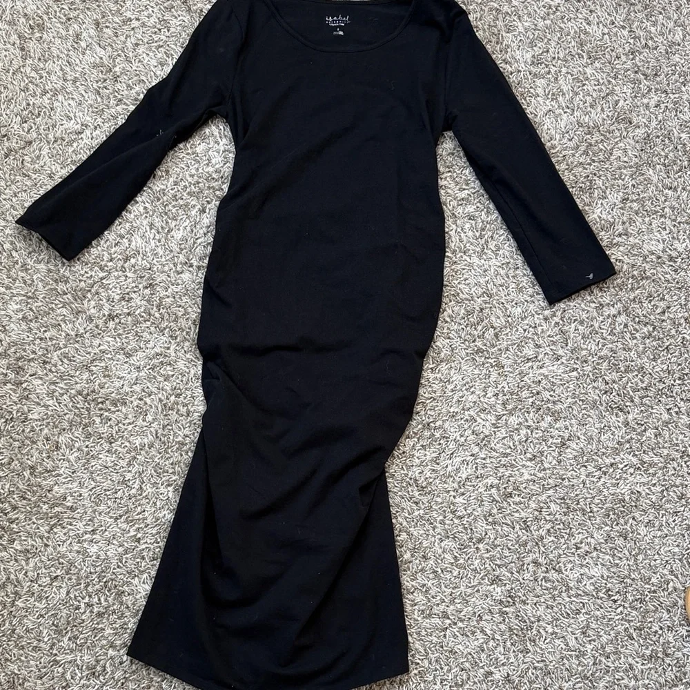 Isabel Maternity by Ingrid & Isabel Midi Dress Long Sleeve Black size Small - Picture 4 of 10